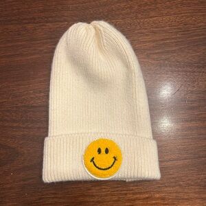 Smiley Patch Cream Beanie